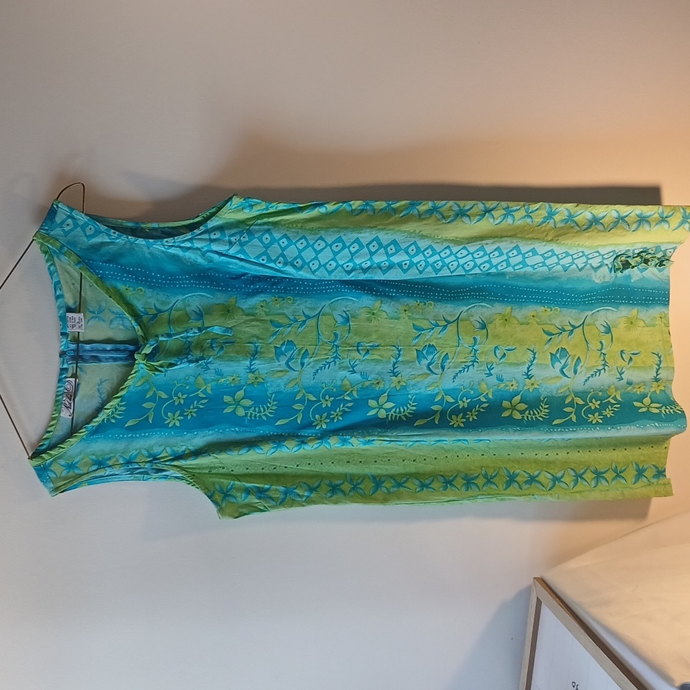 Nikki D Cute Stretchy Shift Dress Tropical Large